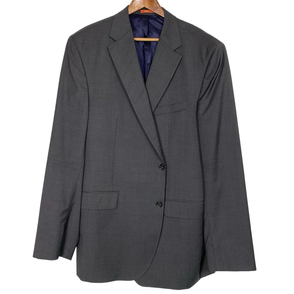 Loro Piana 130 Cremieux Mens 48L Solid Gray Blazer Wool Suit Jacket Sport Coat
